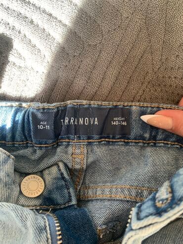 клеточные штаны: Джинсы и брюки, цвет - Голубой, Б/у — 3