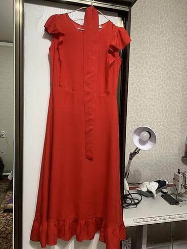 красные шорты: Яркое женское платье миди насыщенно‑красного цвета. Турция 🇹🇷 - — 2