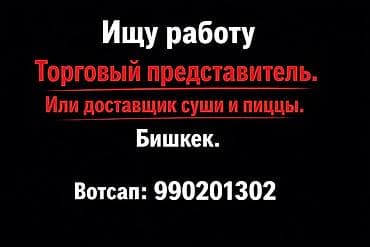 Такси, логистика, жеткирүү: Ищу работу Специализация: - Торговый представитель - — 1
