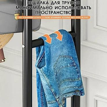 вешалка для сушки белья: Напольная двухъярусная вешалка-органайзер для одежды на колёсах - — 6