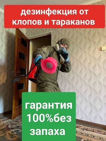 Дезинфекциялоо, дезинсекциялоо, | Канталалар, Бүргөлөр, Таракандар, | Транспорт, Офистер, Батирлер