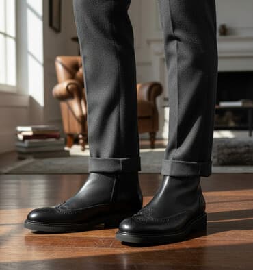 Мужские черные ботинки из натуральной кожи от Gianfranco Butteri