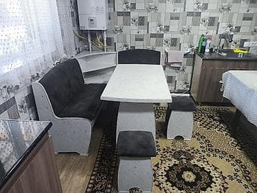 кухеный уголок: Кухонный мягкий уголок, Б/у, ЛДСП, цвет - Серый — 2