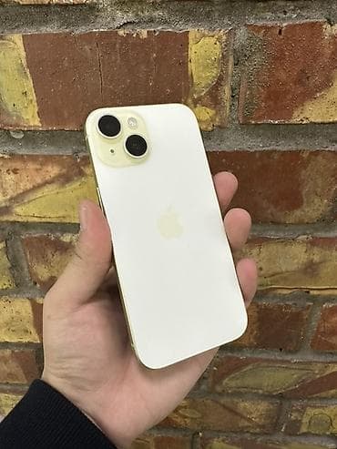 ipad 10: IPhone 15, Новый, 128 ГБ, Желтый, Защитное стекло, 86 % — 1