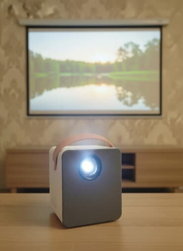 смарт вач: Портативный светодиодный проектор кубической формы с ручкой для — 1