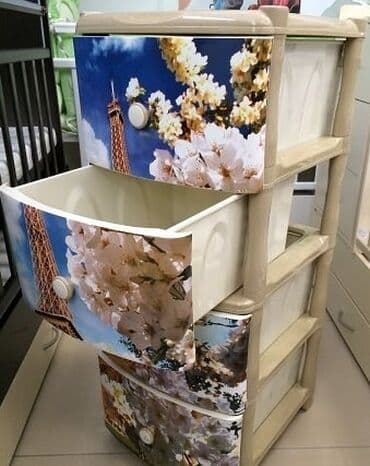 стеллаж для ванной с ящиками: Комод №1 эйфелева башня характеристики товара цвет: белый,бежевый — 2