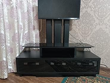 Тумба и подставка для телевизора, Напольная, ЛДСП, цвет - Черный