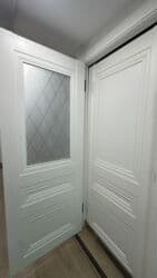 осб панели: Межкомнатная дверь со стеклом, Двустворчатая, цвет - Белый — 31