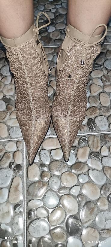 Ботинки и ботильоны: Женские открытые ботильоны-носки на шпильке - Модель: ботильоны с — 1