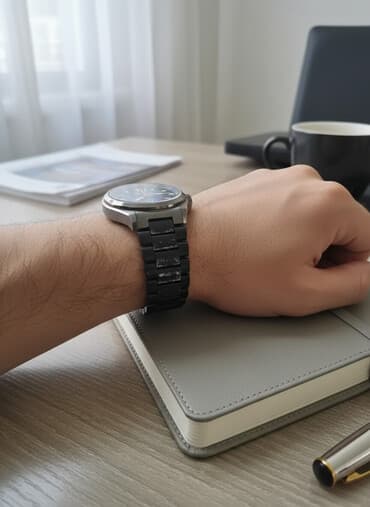 Умные часы с металлическим корпусом и браслетом - Круглый сенсорный