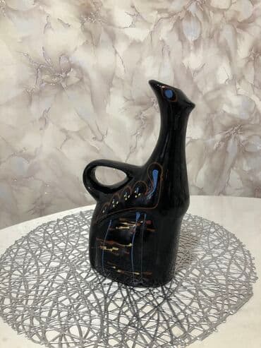 ваза стеклянная прозрачная высокая без узора: Керамическая Ваза высота 25 см . Состояние отличное — 3