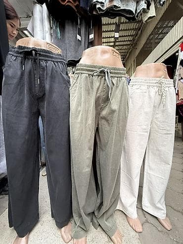 Жеке буюмдар: Женские свободные брюки на резинке с шнурком - Посадка: средняя — 2