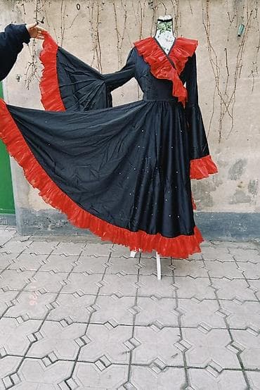 для восточных танцев: Платье для танцев/сцены в испанском стиле - Цвет: черный с — 3