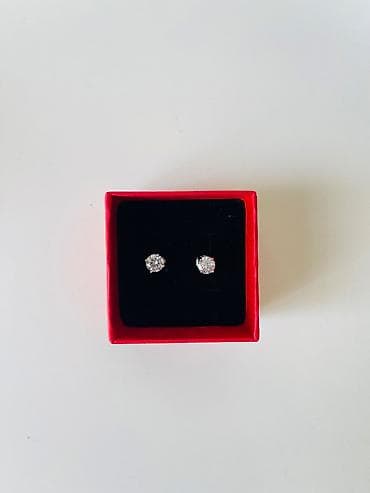 Серебряные серьги, Проба 925, Циркон, Женские, Б/у