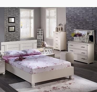 продам бу мебель: Спальный гарнитур, Б/у, Двуспальная кровать, Комод, Шкаф, Турция, МДФ, Самовывоз, цвет - Белый — 5