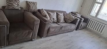 стулья для гостиной: Комплект мягкой мебели, Б/у, Самовывоз, цвет - Коричневый — 2