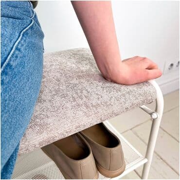 скамейка фото: Обувная полочка с сиденьем Вмещает 6 пар обуви Имеет очень мягкую — 4