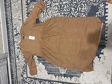 Платье миди с принтом микрогорошек (рыжий/оливковый/светлый). -