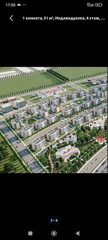 ысык кол комната: Курулуп жатат, Жеке план, 1 бөлмө, 51 м² — 3