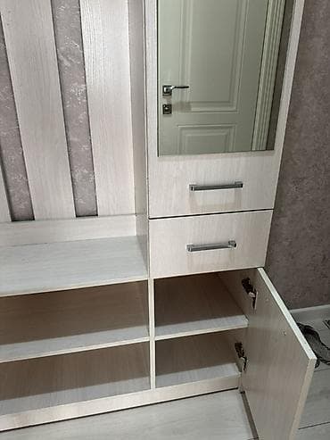 azbuka doma: Гарнитур для прихожей, Б/у, Шкаф, Тумба, Зеркало, ДСП, Самовывоз, Платная доставка, цвет - Бежевый — 4