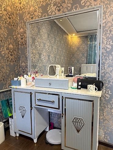 мебель спальный бу: Туалетный столик, Б/у, Со шкафом, цвет - Голубой — 2