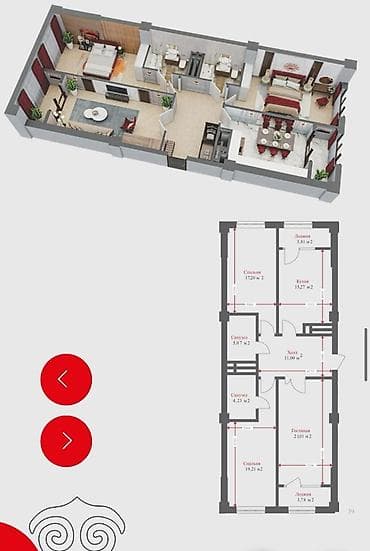 Квартиры: 3 комнаты, 99 м², Элитка, 15 этаж, ПСО (под самоотделку) — 3