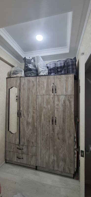 металлический шкаф с полками: Шкаф для одежды, Б/у, Прямой, Дерево — 3