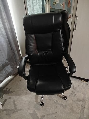 для чистки обуви: Офисное кресло, Новый, С колесиками, цвет - Черный, Экокожа — 5