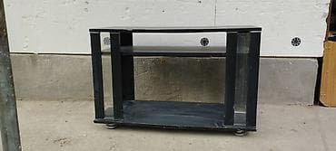 полочные стеллажи: Прикроватная тумба в темном цвете с одним выдвижным ящиком и открытой — 4