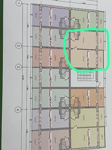 квартира ошский рынак: 2 комнаты, 42 м², Элитка, 4 этаж, ПСО (под самоотделку) — 6