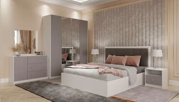 ищу кровать: Уктоочу бөлмө гарнитуру, Эки кишилик керебет, ДСП, түсү - Ак — 1