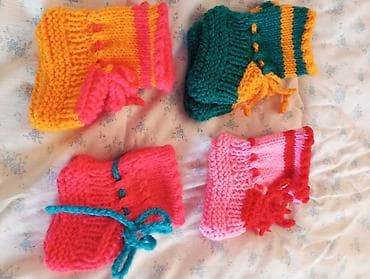 одежда для новорождённых: Вязаные детские пинетки - Ручная работа спицами - Мягкая — 2