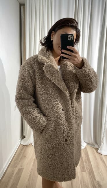 Шуба/пальто‑чебурашка из искусственной овчины (teddy) - Цвет: теплый