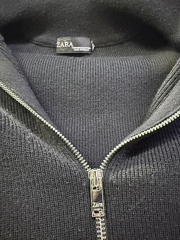 пиджак zara: Черный вязаный кардиган/джемпер на молнии ZARA. - Цвет: черный - — 3