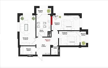3 мкр: 3 комнаты, 98 м², Элитка, 2 этаж, Готовая ПСО (под самоотделку) — 2