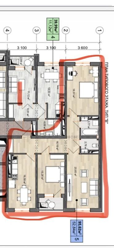 жилье: 3 комнаты, 95 м², Элитка, 3 этаж, Евроремонт — 1