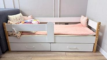 bunk bed: Детская односпальная кровать, Б/у, Для мальчика, Для девочки, С матрасом, С бортиком, Дерево, Самовывоз — 3
