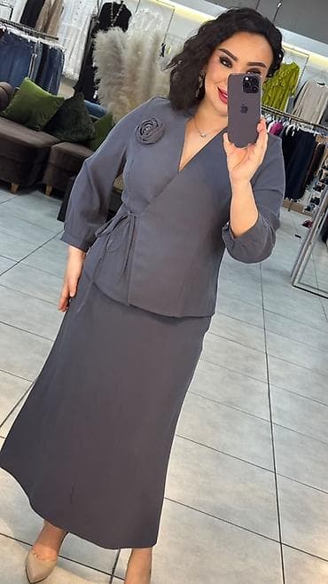 Юбки: Костюм с юбкой, Модель юбки: Прямая, Миди, Пиджак, XL, M, L — 6