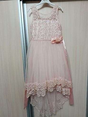 рубашки лен: Детское платье, цвет - Розовый — 1