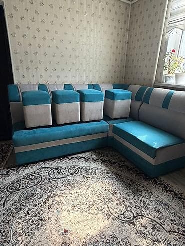 столы раскладные для гостинной: Кухонный мягкий уголок, Б/у, Дерево, цвет - Голубой — 3