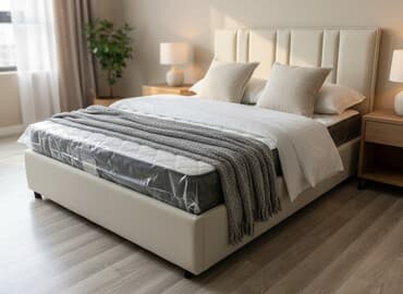 куплю двуспальную кровать: Кровать с мягкой обивкой и вертикальной прострочкой на изголовье — 1