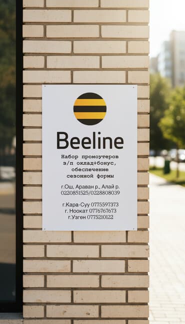 работа на машине бишкек: Вакансия: Промоутеры Beeline Описание: - Набор промоутеров для работы — 1