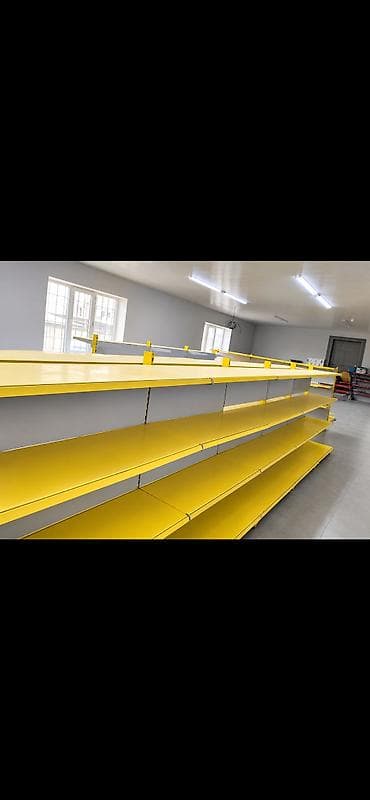 весы большие: Продаются торговые стеллажи (полки) для магазина. Цвет — ярко-жёлтый — 3