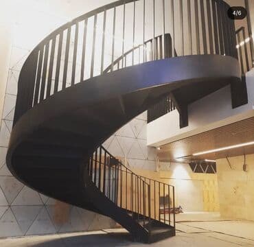 железные перилы: Металлическая лестница Для дома, Форма лестницы: Винтовая — 7