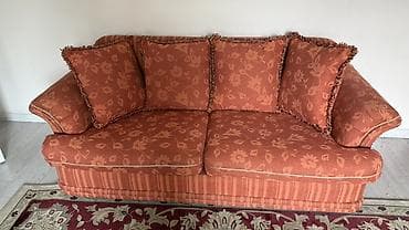 старые диван: Комплект мягкой мебели, Б/у, Самовывоз, цвет - Оранжевый — 3