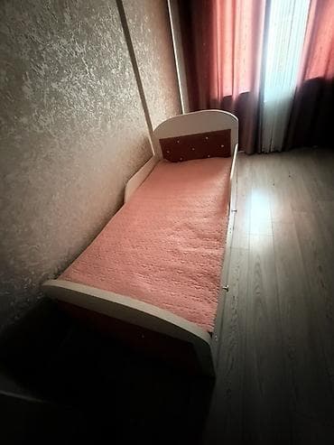 Детская односпальная кровать, Б/у, Для девочки, С матрасом, ДСП, Самовывоз, Платная доставка at lalafo.kg Детская односпальная кровать, Б/у, Для девочки, С матрасом, ДСП, Самовывоз, Платная доставка