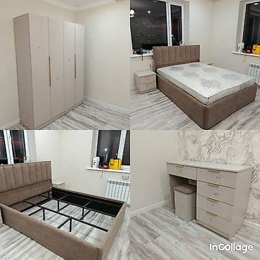 casa bella: Спальный гарнитур, Новый, Двуспальная кровать, Кыргызстан, МДФ, Бесплатная доставка, цвет - Бежевый — 1