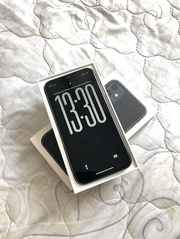 IPhone 11, Б/у, 128 ГБ, Черный, Зарядное устройство, Коробка, Чехол, 100 %