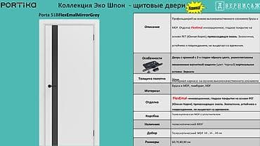 Внутренняя отделка: Межкомнатная дверь, Новый, Со стеклом, Одностворчатая, Стеклянная, Распашная, Хайтек, цвет - Белый — 1