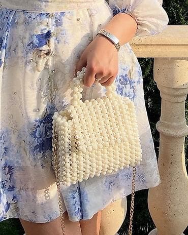 Другие сумки: Сумка-тоут из жемчужных бусин - Материал: плотное плетение из — 2